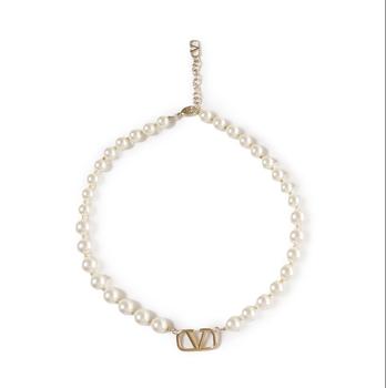 商品Valentino | Valentino Garavani VLogo Pearl Embellished Necklace,商家Cettire,价格¥3745图片