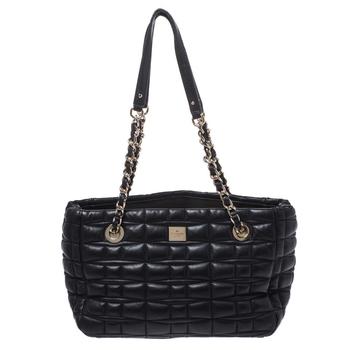 kate spade tote单肩包, [二手商品] Kate Spade | Kate Spade Black Square Quilted Leather Chain Tote商品图片 5.6折