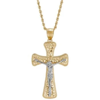 Macy's | Men's Polished Nugget Crucifix 22" Pendant Necklace in 10k Yellow & White Gold,商家Macy's,价格¥13971