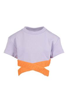 推荐Fendi Kids Cut-Out Crewneck Cropped T-Shirt商品