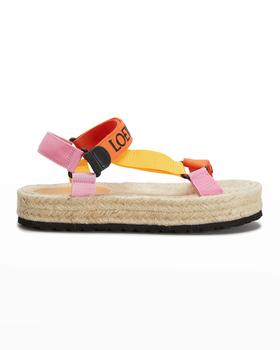 推荐Colorblock T-Strap Espadrille Sandals商品