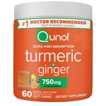 推荐Turmeric + Ginger Extra Strength Soft Chews, 750mg Tropical Fruit商品