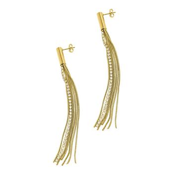 ADORNIA | 14K Gold-Tone Plated Fringe Chain and Crystal Tassel Earrings商品图片,