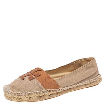 推荐Tory Burch Beige/Brown Canvas Espadrille Flats Size 37商品