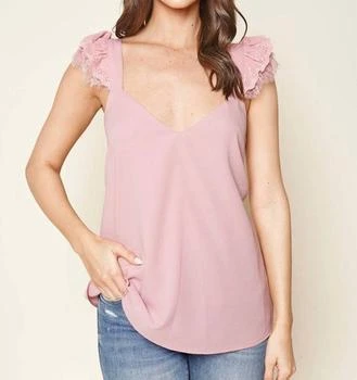 Sugarlips | Chiffon Eyelet Trim Cami In Mauve,商家Premium Outlets,价格¥258