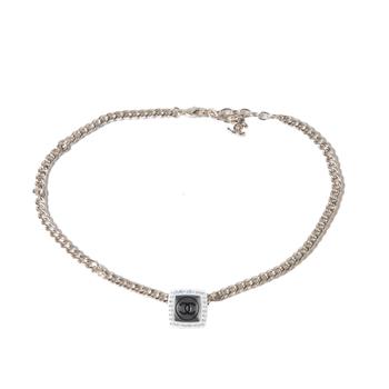 Chanel | Chanel CC Square Necklace Gold White Black Crystal商品图片,