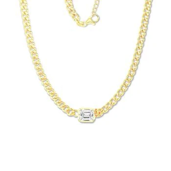 Macy's | Cubic Zirconia Emerald-Cut Large Link Statement Necklace in 14k Gold-Plated Sterling Silver, 18" + 2" extender,商家Macy's,价格¥3086