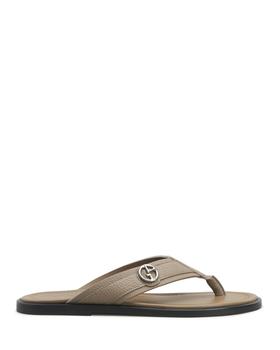 Giorgio Armani | Men's Leather Logo Flip Flop Sandals商品图片,