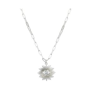 Unwritten | Fine Silver Plated Crystal Evil Eye Pendant Necklace商品图片,5折×额外8折, 独家减免邮费, 额外八折