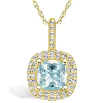 Macy's | Aquamarine (2 Ct. T.W.) and Diamond (1/2 Ct. T.W.) Halo Pendant Necklace in 14K Yellow Gold,商家Macy's,价格¥36803
