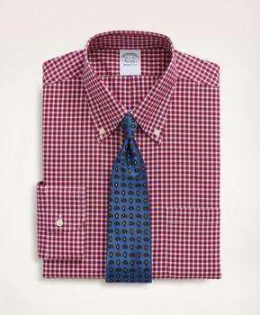 Brooks Brothers | Stretch Regent Regular-Fit Dress Shirt, Non-Iron Pinpoint Oxford Button Down Collar Gingham商品图片,特价
