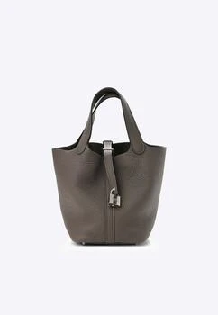 推荐Picotin Lock 22 Tote Bag MM Etain Clemence with Palladium Hardware商品