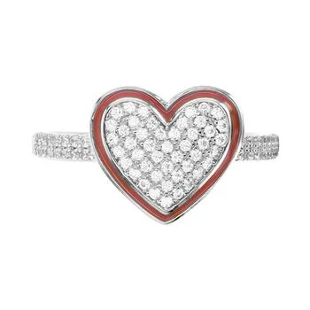 Macy's | Cubic Zirconia Pavé & Enamel Frame Heart Ring in Sterling Silver,商家Macy's,价格¥484