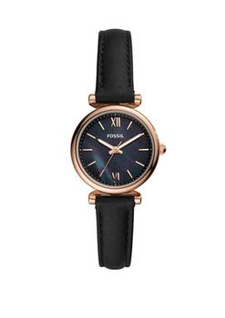 推荐Carlie Mini Three-Hand Black Leather Watch商品