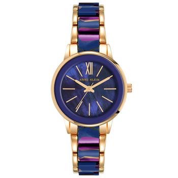 Anne Klein | Women's Three-Hand Quartz Rose Gold-Tone Alloy with Navy and Purple Resin Bracelet Watch, 32mm商品图片,6折