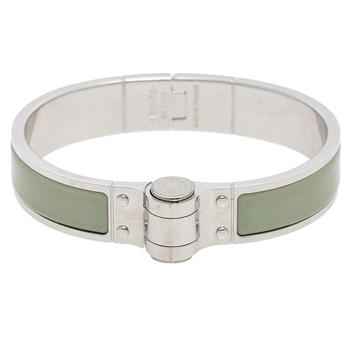 爱马仕手镯上海, [二手商品] Hermes | Hermes Green Enamel Palladium Plated Charniere Uni narrow Hinged Bracelet商品图片 7.4折, 满1件减$100, 满减
