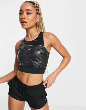 Puma | Puma Running high shine crop top in washed black商品图片,5折