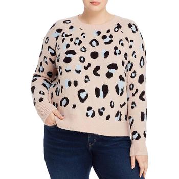 AQUA | Aqua Womens Plus Animal Print Pullover Sweater商品图片,1折, 独家减免邮费