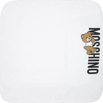 Moschino | White Blanket For Baby Boy With Teddy Bear And Logo 
