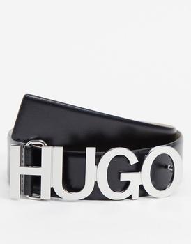 Hugo Boss | HUGO Zula leather logo belt in black商品图片,额外9.5折, 额外九五折