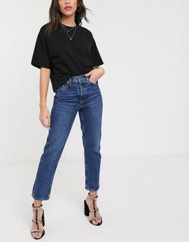 推荐Topshop Editor straight leg jeans in bright mid wash商品