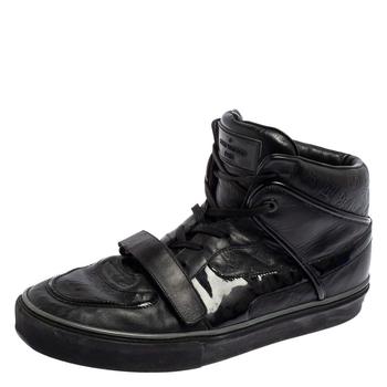 lv高帮鞋, [二手商品] Louis Vuitton | Louis Vuitton Black Monogram Leather And Patent Leather Tower High Top Sneakers Size 44.5商品图片 6.1折, 满1件减$100, 满减