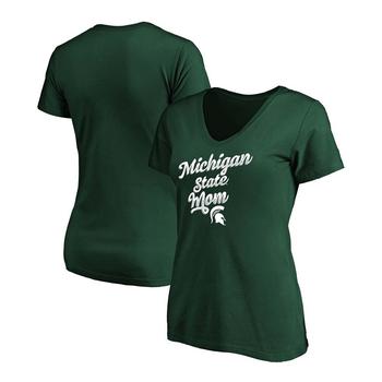 推荐Women's Majestic Green Michigan State Spartans Team Mom V-Neck T-shirt商品