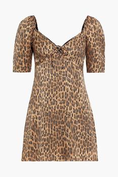 推荐Dana lace-up leopard-print burnout satin mini dress商品
