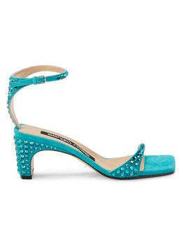 sandals, Sergio Rossi | Embellished Suede Sandals商品图片 1.7折