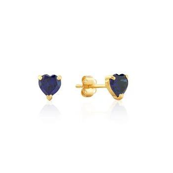 14K White or Yellow Gold 3 Prong Heart Shape Gemstone Stud Earrings