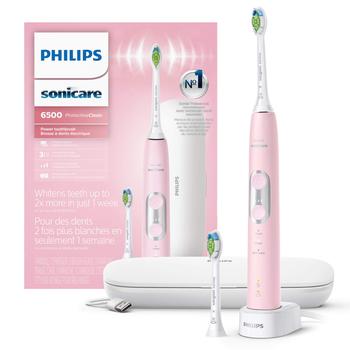商品Philips Sonicare | PHILIPS Sonicare ProtectiveClean 6500 Rechargeable Electric Power Toothbrush with Charging Travel Case and Extra Brush Head, Pink, HX6462/06,商家Amazon US editor's selection,价格¥1521图片