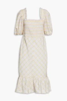 Ganni | Checked organic cotton-blend seersucker dress 1.9折×额外9.5折, 额外九五折