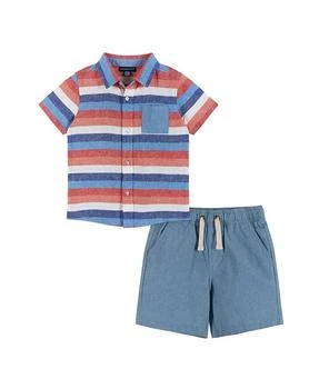 Andy & Evan | Boys' Red Chambray Striped Short Sleeve Buttondown Shirt & Short Set - Little Kid, Big Kid,商家Bloomingdale's,价格¥449