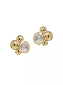 Anzie | Dew Drop 14K Yellow Gold & Moonstone Stud Earrings,商家Saks Fifth Avenue,价格¥4126
