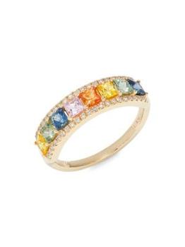 Effy | ​14K Yellow Gold, Diamond & Sapphire Band Ring商品图片,2.5折