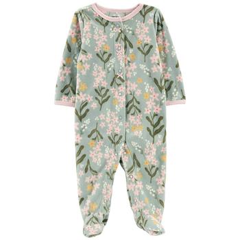 推荐Baby Girls Floral Zip-Up Fleece Sleep and Play商品