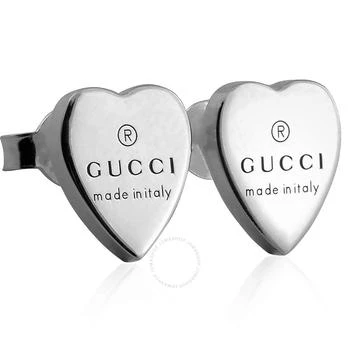 Gucci | Heart earrings with Gucci trademark in Sterling Silver,商家Jomashop,价格¥1564