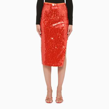 推荐Red pencil skirt with sequins商品
