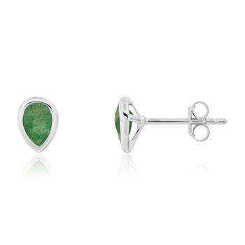 推荐Sterling Silver Pear Cut 6mm Gemstone Bezel Set Stud Earrings with Push Backs商品