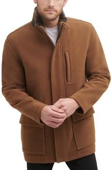 推荐Wool Blend Faux Fur Lined Stand Collar Jacket商品