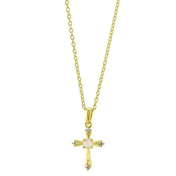 Giani Bernini | Simulated Opal (3/8 ct. t.w.) & Cubic Zirconia Cross 18" Pendant Necklace in 18k Gold-Plated Sterling Silver, Created for Macy's 独家减免邮费