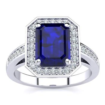 SSELECTS | 3 1/3 Carat Sapphire And Halo Diamond Ring In 14 Karat White Gold,商家Premium Outlets,价格¥10160