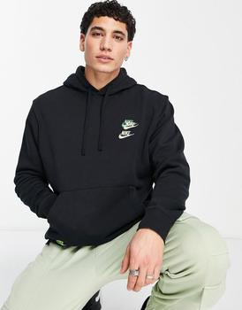 essentials hoodie, NIKE | Nike Essentials fleece multi logo hoodie in black商品图片 6.5折