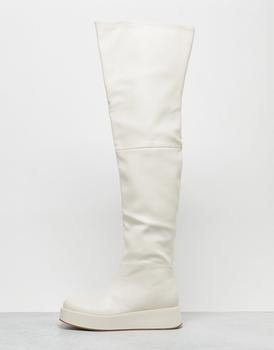 Public Desire Rosie flat over the knee boots in cream product img