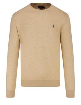 男装拉夫劳伦毛衣, Ralph Lauren | Ralph Lauren Men's 'POLO' Slim Fit Crewneck Jumper - Camel商品图片 6.7折
