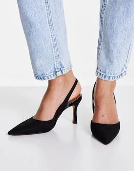 ASOS | ASOS DESIGN Samber slingback stiletto heels in black 独家减免邮费