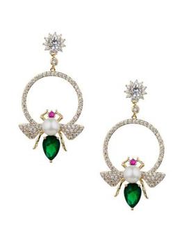 Eye Candy LA | Luxe Glam Bee 12.5MM Man Made Pearl Drop Earrings商品图片,5折