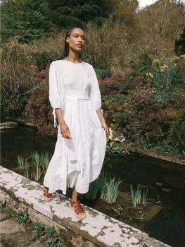 Barbour Kelburn Tie-Waist Cotton-Blend Midi-Dress - Dresses