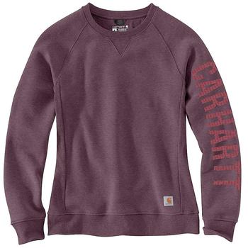 推荐Women's Relaxed Fit Midweight Crewneck Block Logo Sleeve Graphic Sweatshirt商品