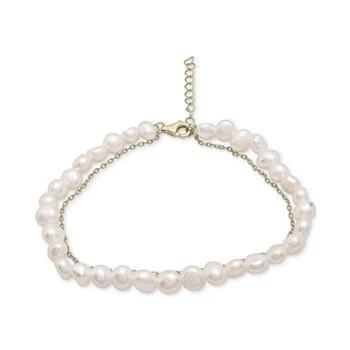 Macy's | Cultured Freshwater Pearl (4mm) & Chain Link Layered Bracelet in 14k Gold-Plated Sterling Silver,商家Macy's,价格¥2058